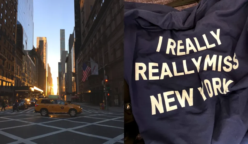 New Yorker Kreuzung und ein blaues T-Shirt